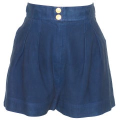 Vintage Chanel Blue Suede Shorts