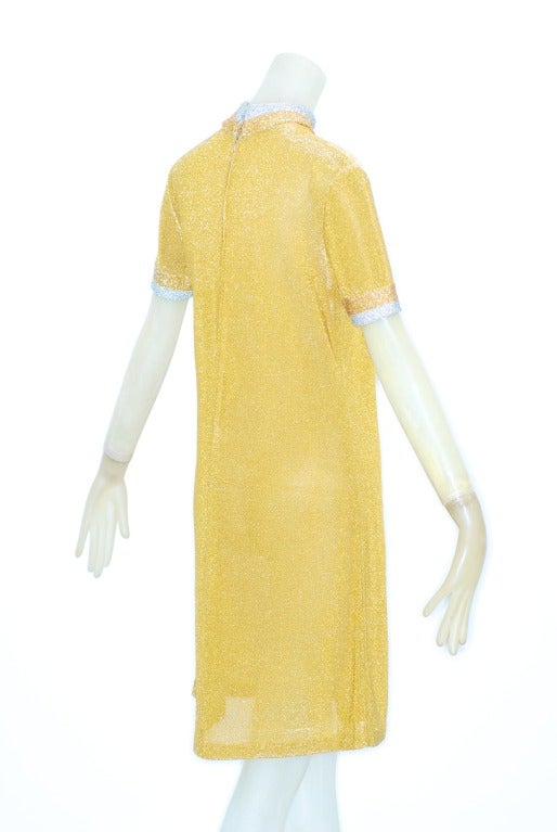 1960s Jeanne Lanvin Gold Dress In Excellent Condition For Sale In New York, NY