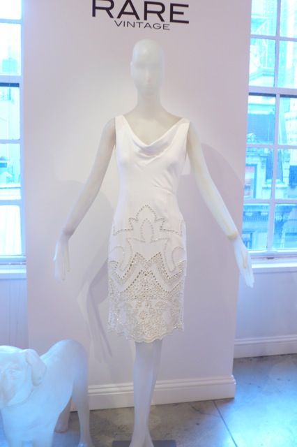 Beautiful Valentino dress with white on white beading and a softly draped bodice. Perfect summer cocktail dress or wedding dress!