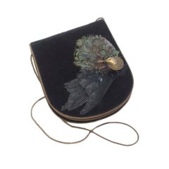 Vintage 1980s Ungaro Feathered Velvet Bag
