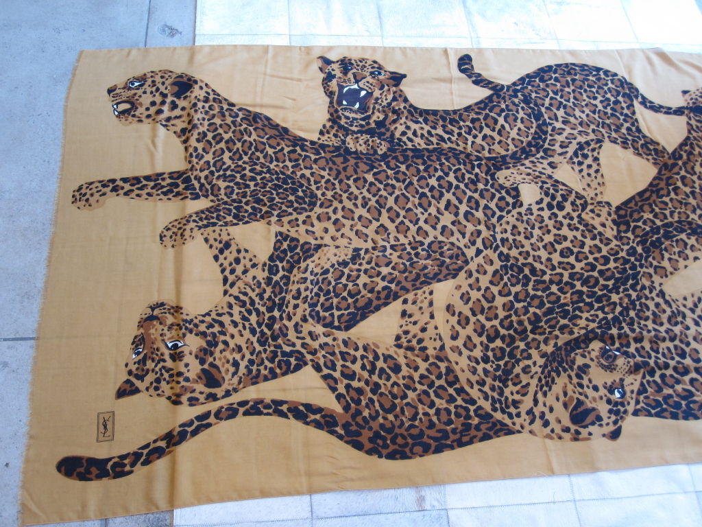 Spot on Yves Saint Laurent enormous leopard scarf. Be right on trend for the Fall obsession with anything leopard with this amazing scarf from YSL!