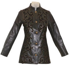 Retro 1970s CORDOBA Leather Jacket with Embroidery