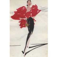 Joe Eula Pat Cleveland Fashion Illustration for Halston