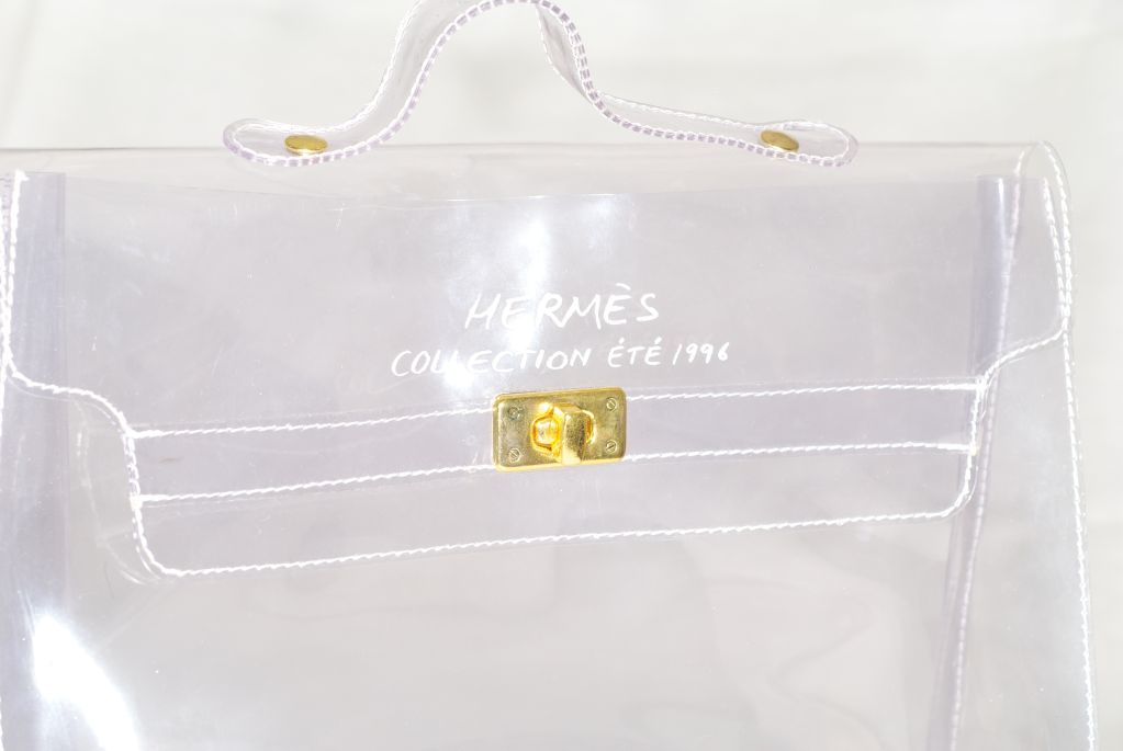 1996 limited edition transparent Hermes Kelly bag.  Pristine condition!! <br />
<br />
Gilt metal turn lock hardware.<br />
<br />
RARE vintage<br />
24 West 57th Street, 5th floor<br />
in The New York Gallery Building<br />
Hours: Monday