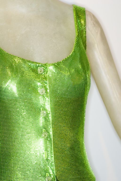 Extraordinary Gianni Versace metal mesh oroton toga style dress.  A similar dress is in the Collection of the Costume Institute at the Metropolitan Museum of Art.<br />
<br />
Gianni Versace celebrated rock and roll, flashiness and the nouveaux