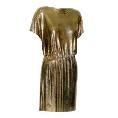 1982 Gianni Versace Metal Mesh Oroton Toga Style Dress