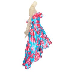 1980s Yves Saint Laurent Haute Couture Ruffled Silk Taffeta Gown
