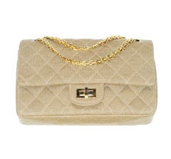 1960s Chanel Oatmeal Jersey Quilted 2.55 Bag