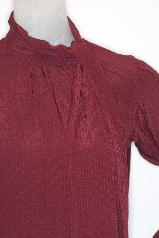 Yves Saint Laurent Rust Colored Silk Blouse with Ties