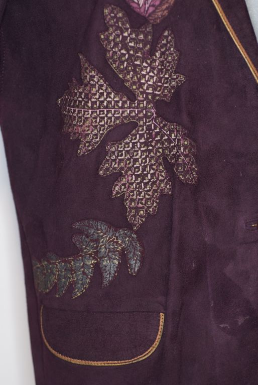Circa 1971 Roberto Cavalli Suede Jacket with Applique For Sale 1