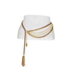 Vintage Chanel Pearl and Coco Medallion Belt