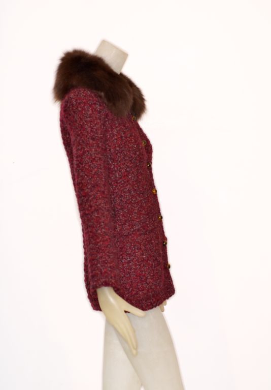 Women's 1974 Yves Saint Laurent Haute Couture Sweater with Fur Collar