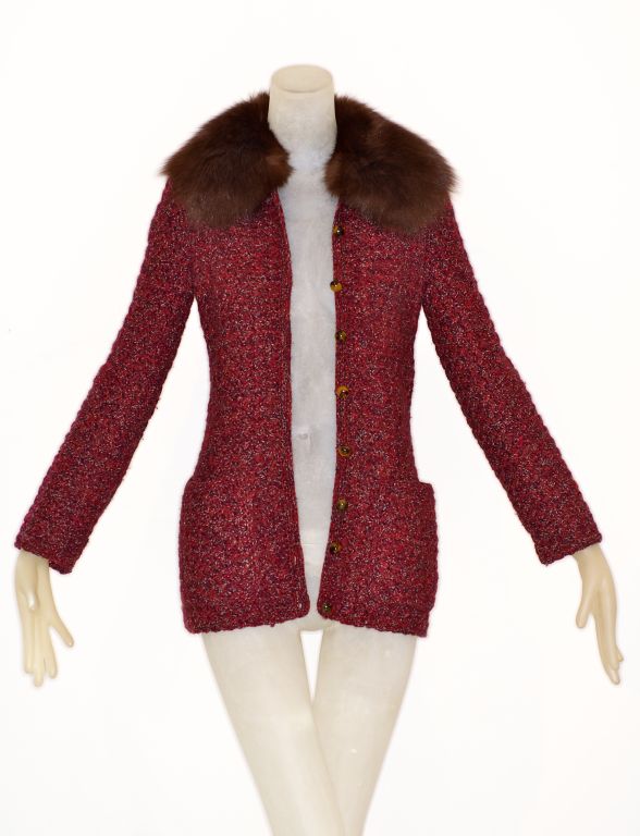 1974 Yves Saint Laurent Haute Couture Sweater with Fur Collar 5