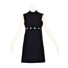 Vintage 1960s Norman Norell Dress with Jeweled Buttons