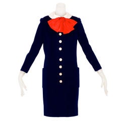 1960s Norman Norell Dress with Red Pussycat Bow