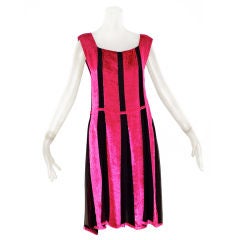Pauline Trigere Hot Pink Lamé Velvet and Chiffon Dress