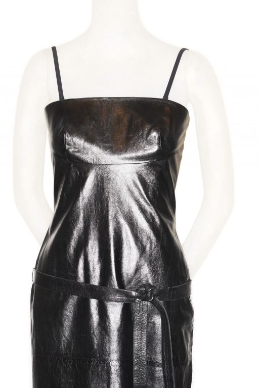 Spring 2001 Tom Ford for Gucci Black Leather Dress For Sale at 1stDibs