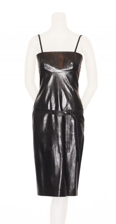 Women's Spring 2001 Tom Ford for Gucci Black Leather Dress For Sale