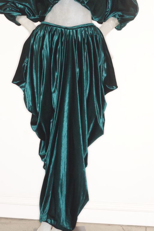 1970s Emerald Green Velvet Norma Kamali Ensemble 2