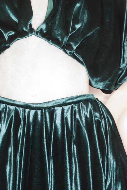 1970s Emerald Green Velvet Norma Kamali Ensemble 3