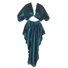 1970s Emerald Green Velvet Norma Kamali Ensemble