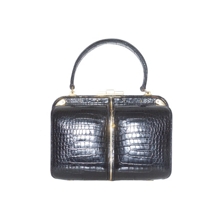 1950s Fernande Desgranges Crocodile Handbag