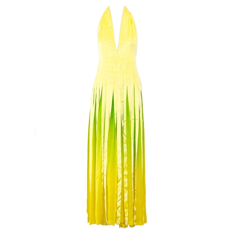 1970s Roberto Capucci Silk Ribbon Ombre Gown For Sale