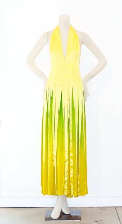 1970s Roberto Capucci Silk Ribbon Ombre Gown For Sale 4