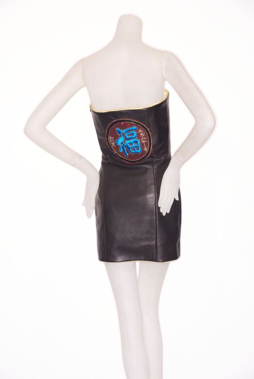Fall 1997 Gianni Versace Couture Leather Dress In Excellent Condition For Sale In New York, NY