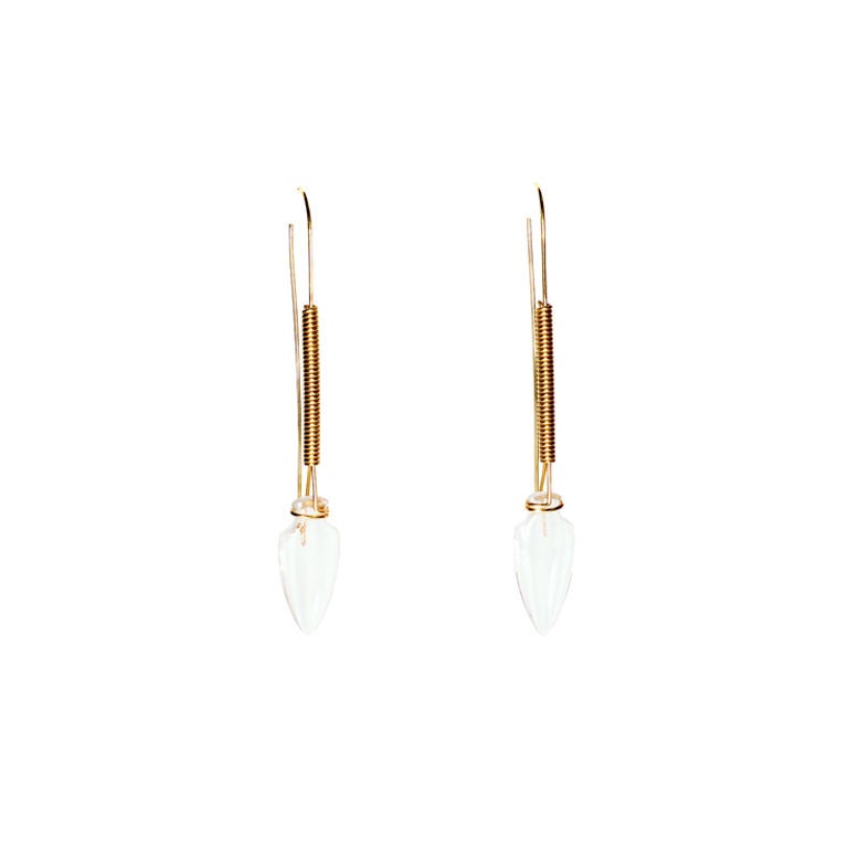 Tina Chow Rock Crystal and Gold Amfora Earrings