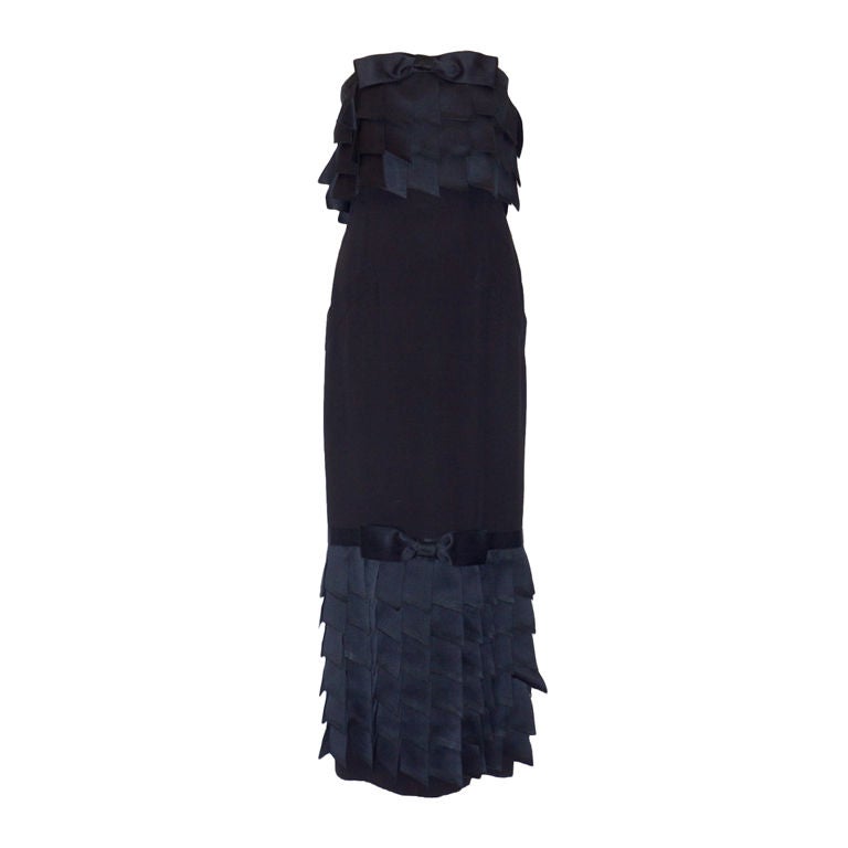 Early 1980s Chanel Ribbon Gown For Sale at 1stDibs