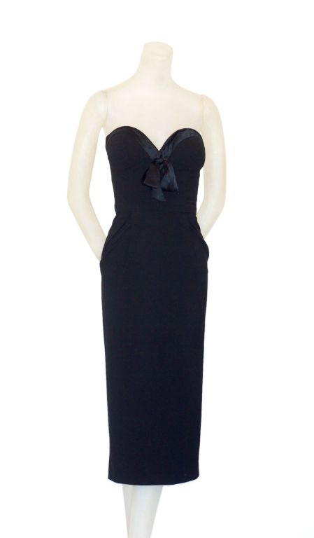 1950s Emilio Schuberth black cocktail dress 1