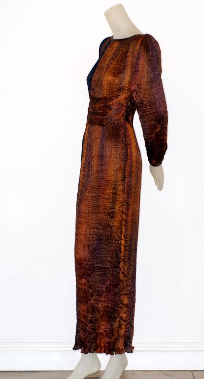 Patricia Lester Fortuny Style Gown in Brown and Black
