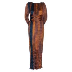 Vintage Patricia Lester Fortuny Style Gown in Brown and Black
