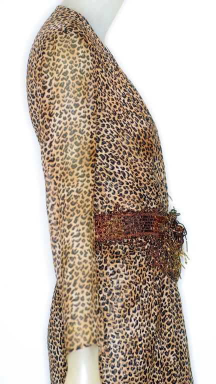Pierre Balmain Couture Leopard Print Gown with Beaded Belt 2
