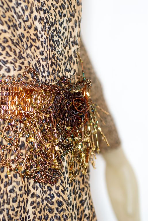 Pierre Balmain Couture Leopard Print Gown with Beaded Belt 3
