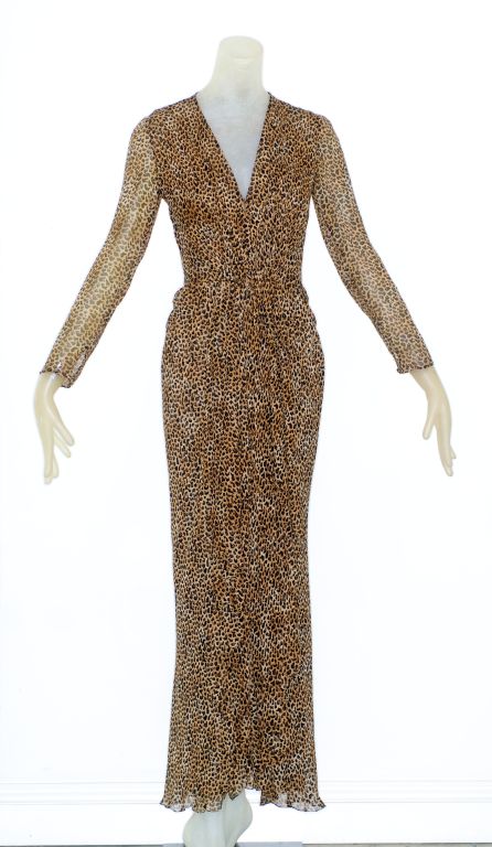 Pierre Balmain Couture Leopard Print Gown with Beaded Belt 4