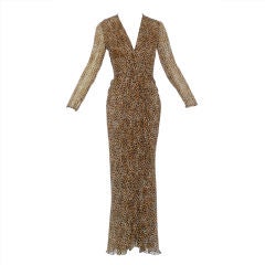 Pierre Balmain Couture Leopard Print Gown with Beaded Belt