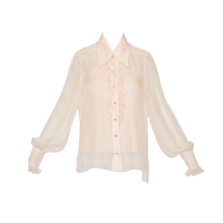 Palest Pink Chiffon Chanel Blouse