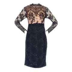 Vintage Galanos Cocktail Dress in Black Lace