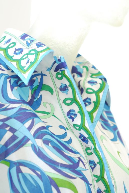 1970s Pucci Acqua Colored Cotton Skirt and Top