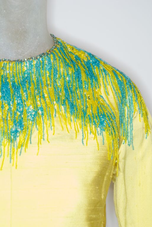 1960s Irene Galitzine Beaded Fringe Silk Top