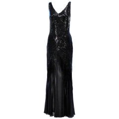Oleg Cassini Finely Beaded and Chiffon Gown