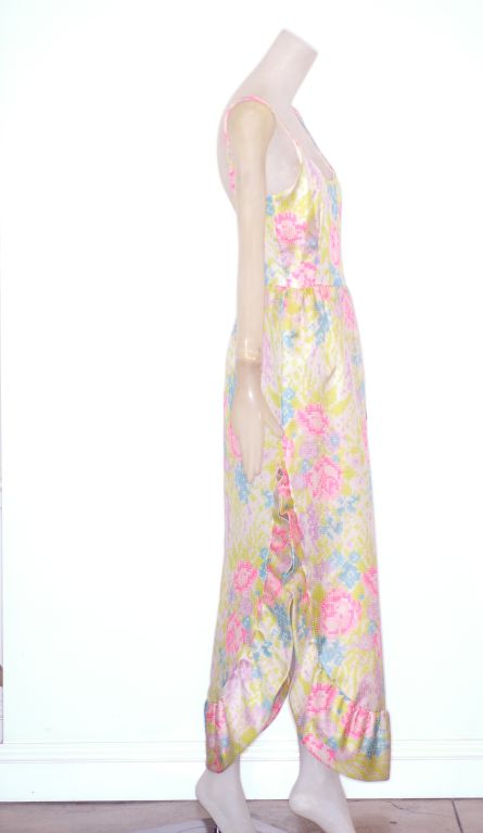 A rare 1960s silk gown by Federico Forquet.  Gown has its original belt and shawl.<br />
<br />
Forquet is a Neapolitan aristocrat who worked with Fabiani and Irene Galitzine.  He showed his first collection under his own name in 1962 and he