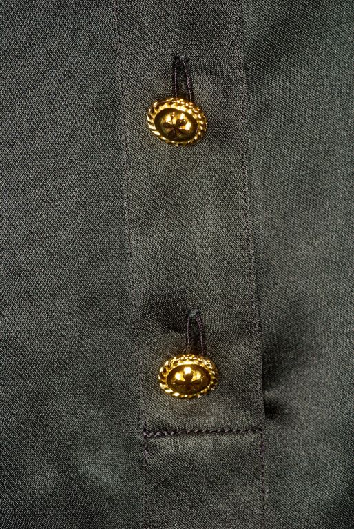 Chanel Black Tank with Four Leaf Clover Gilt Buttons In Excellent Condition For Sale In New York, NY
