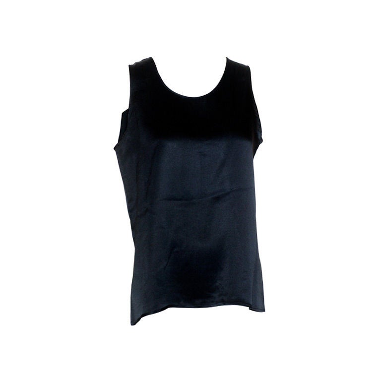 Chanel Black Tank with Four Leaf Clover Gilt Buttons For Sale at 1stDibs