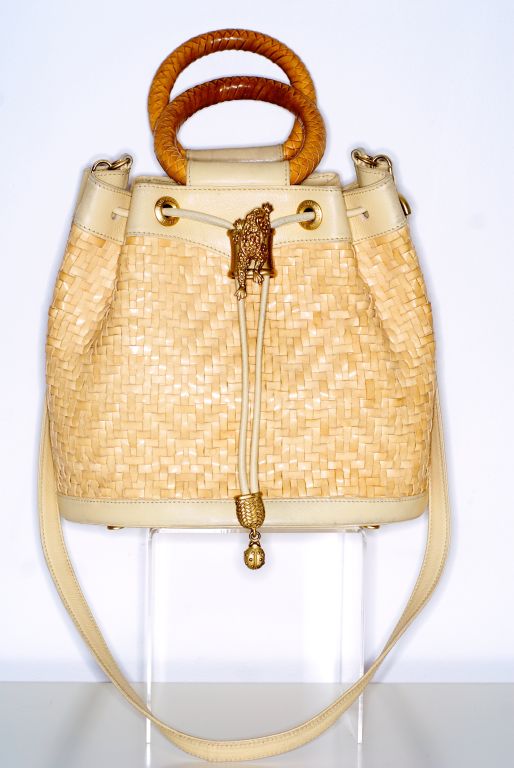 Barry Kieselstein-Cord Woven Leather Bucket Bag For Sale 1