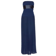 Geoffrey Beene Black and Deep Blue Strapless Gown