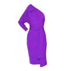 Yves Saint Laurent rive gauche Cloqué Silk One Shoulder Dress