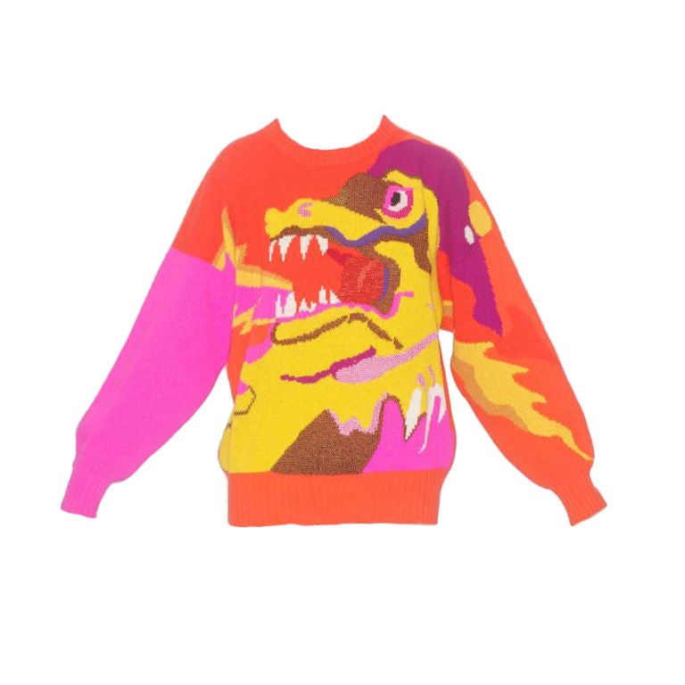 Krizia Fire Breathing Dragon Sweater For Sale
